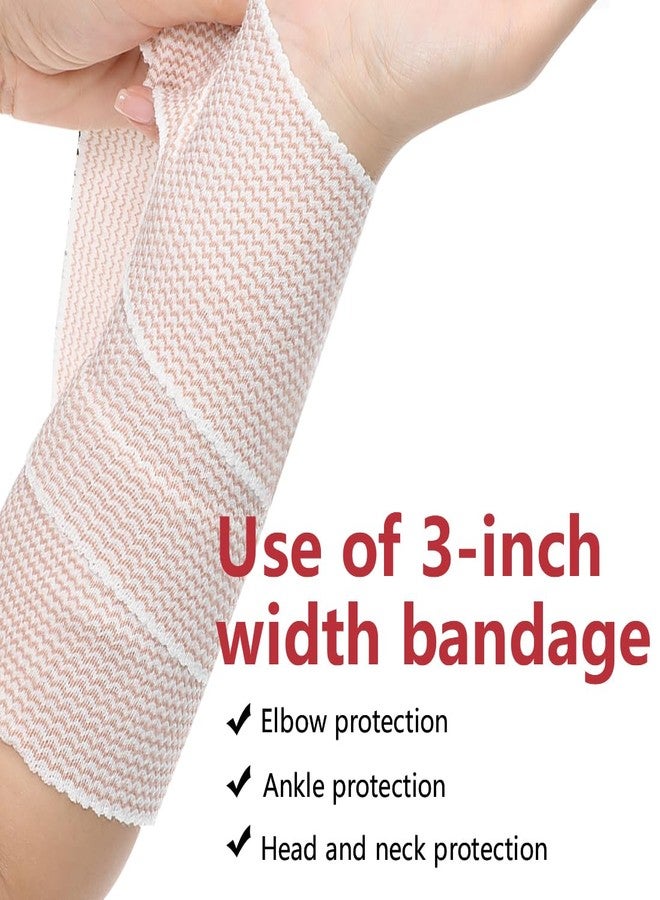 LINXIU 6 Pack 3 Inch Elastic Bandage Wrap with Self-Closure Compression Wrap Bandages for Arms and Elbows, Red Trim - Image 4
